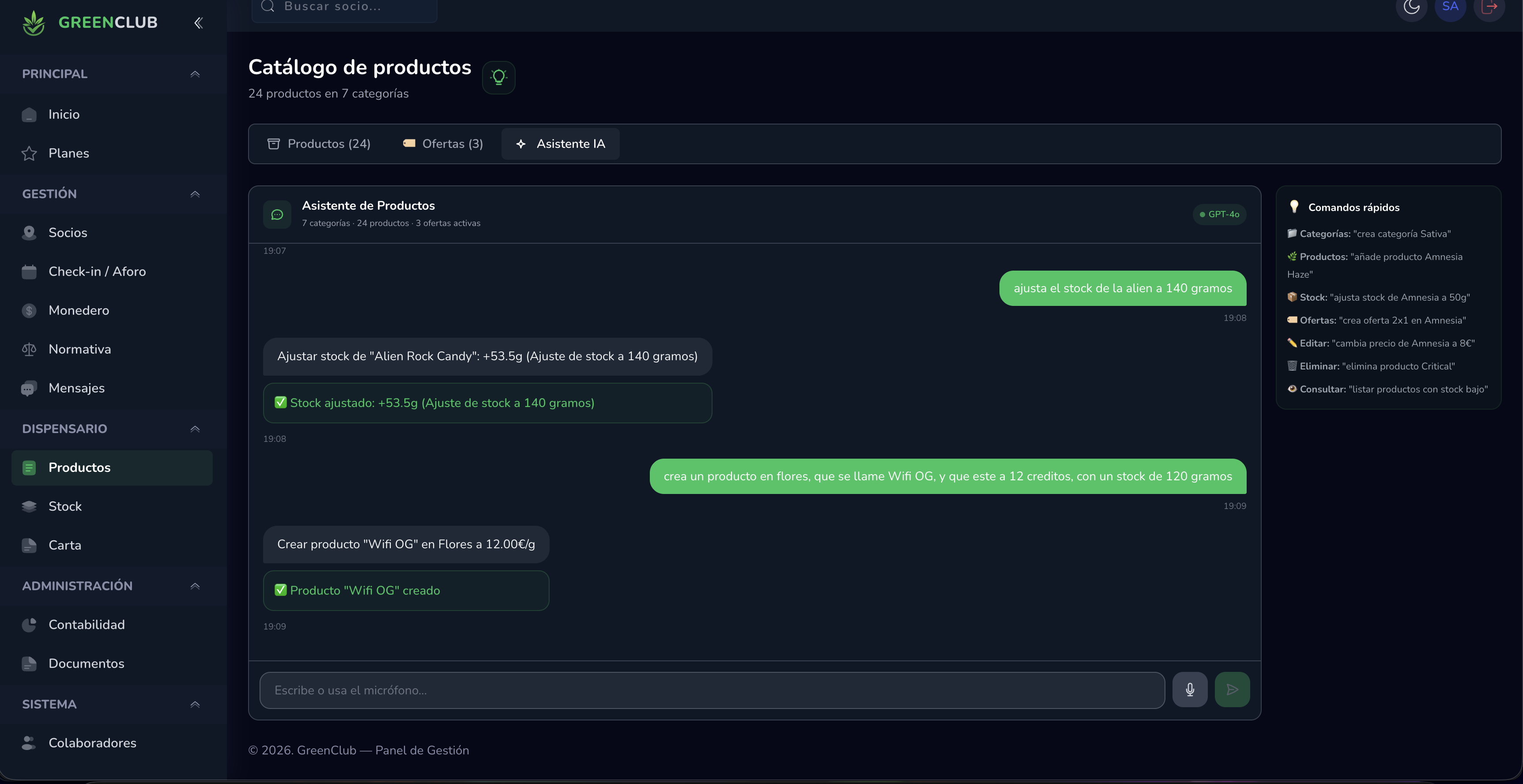 Asistente IA en productos - Chat inteligente para gestionar el catálogo