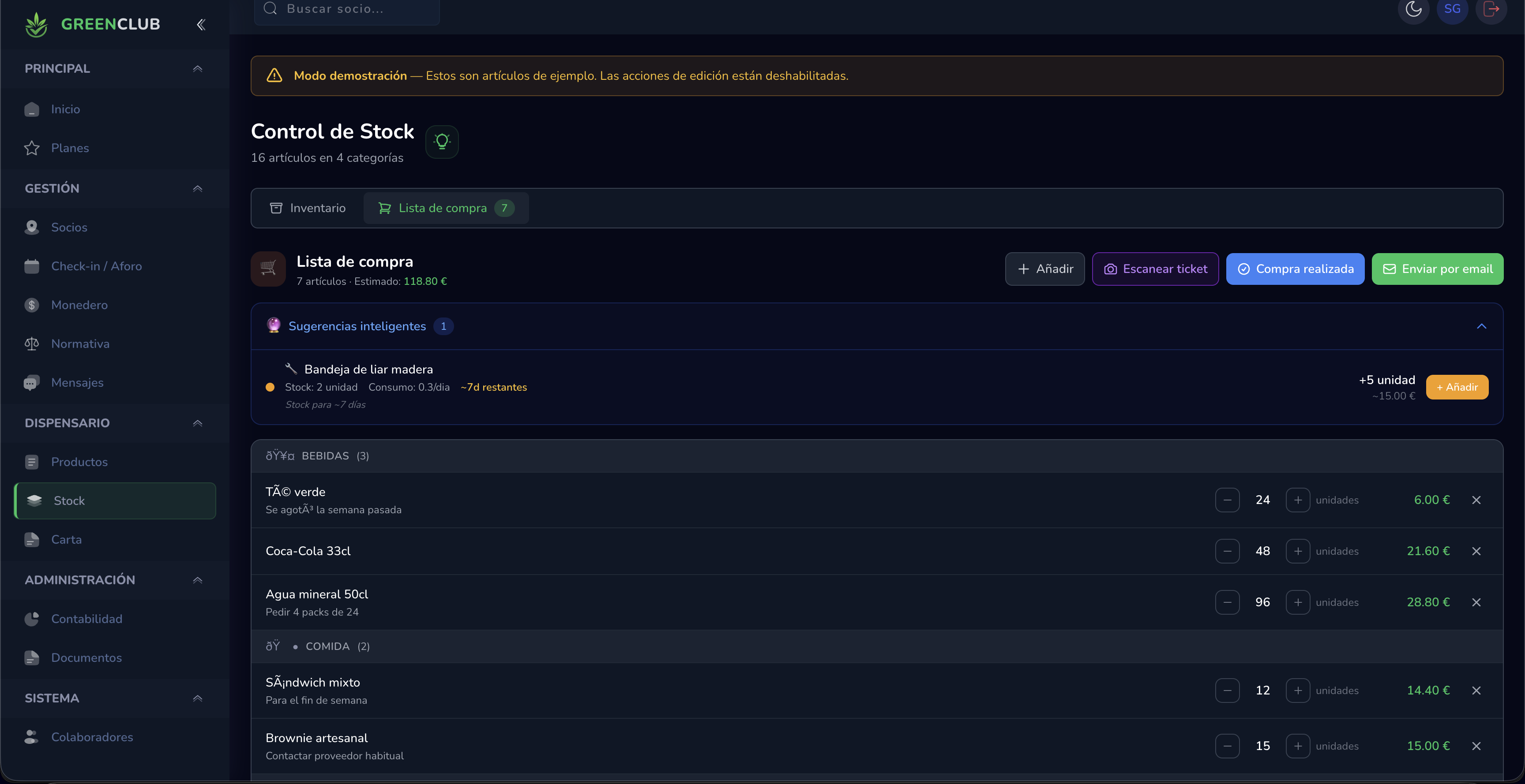 Lista de Compra - Sugerencias inteligentes de reposición